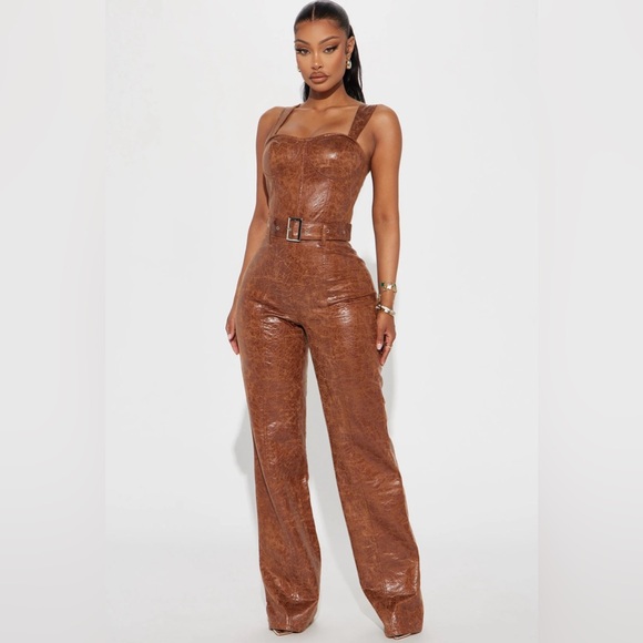 Faux Leather Jumpsuit NWT - Picture 2 of 4